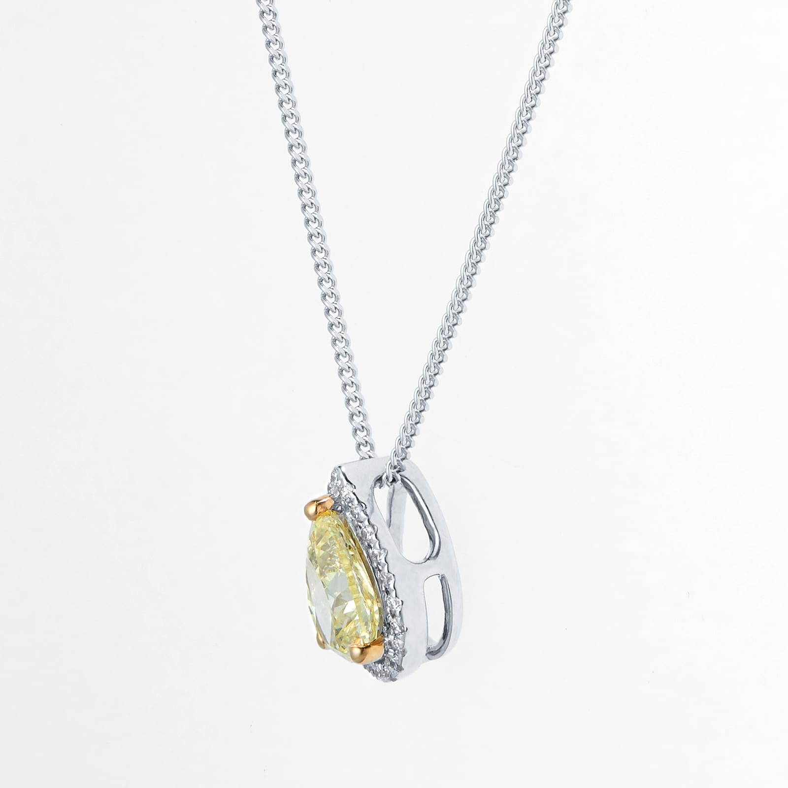 Mappin & Webb 18ct White Gold 0.70ct Yellow Diamond Pendant