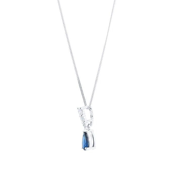 Goldsmiths 18ct White Gold Diamond & Sapphire Pendant