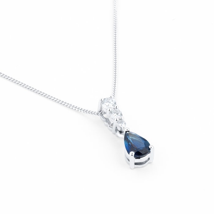 Goldsmiths 18ct White Gold Diamond & Sapphire Pendant