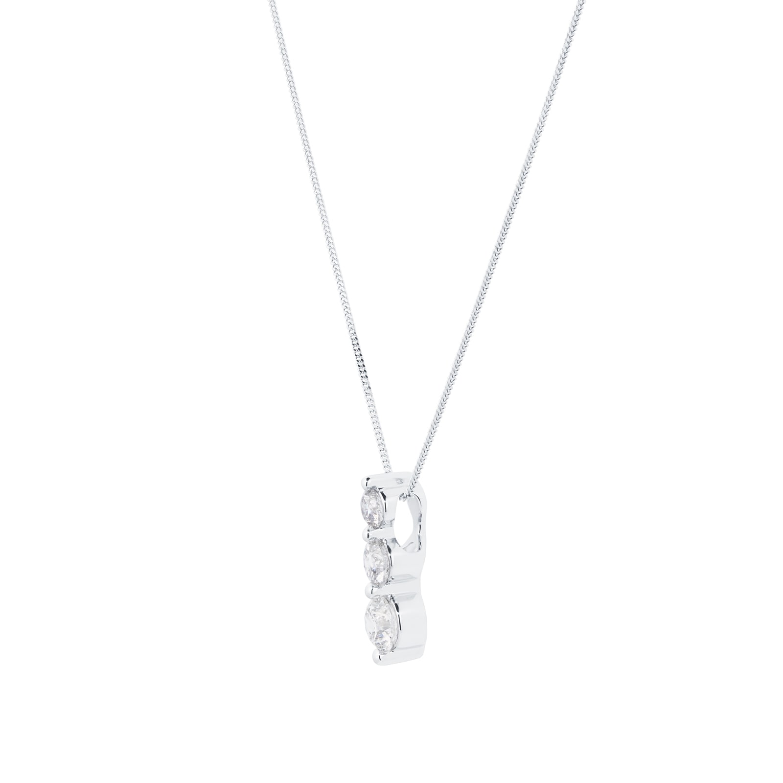 Mappin & Webb 18ct White Gold 1.00cttw Diamond Graduated Drop Pendant