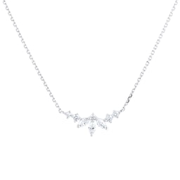 12143447 - 9ct White Gold Petal Smile Necklace