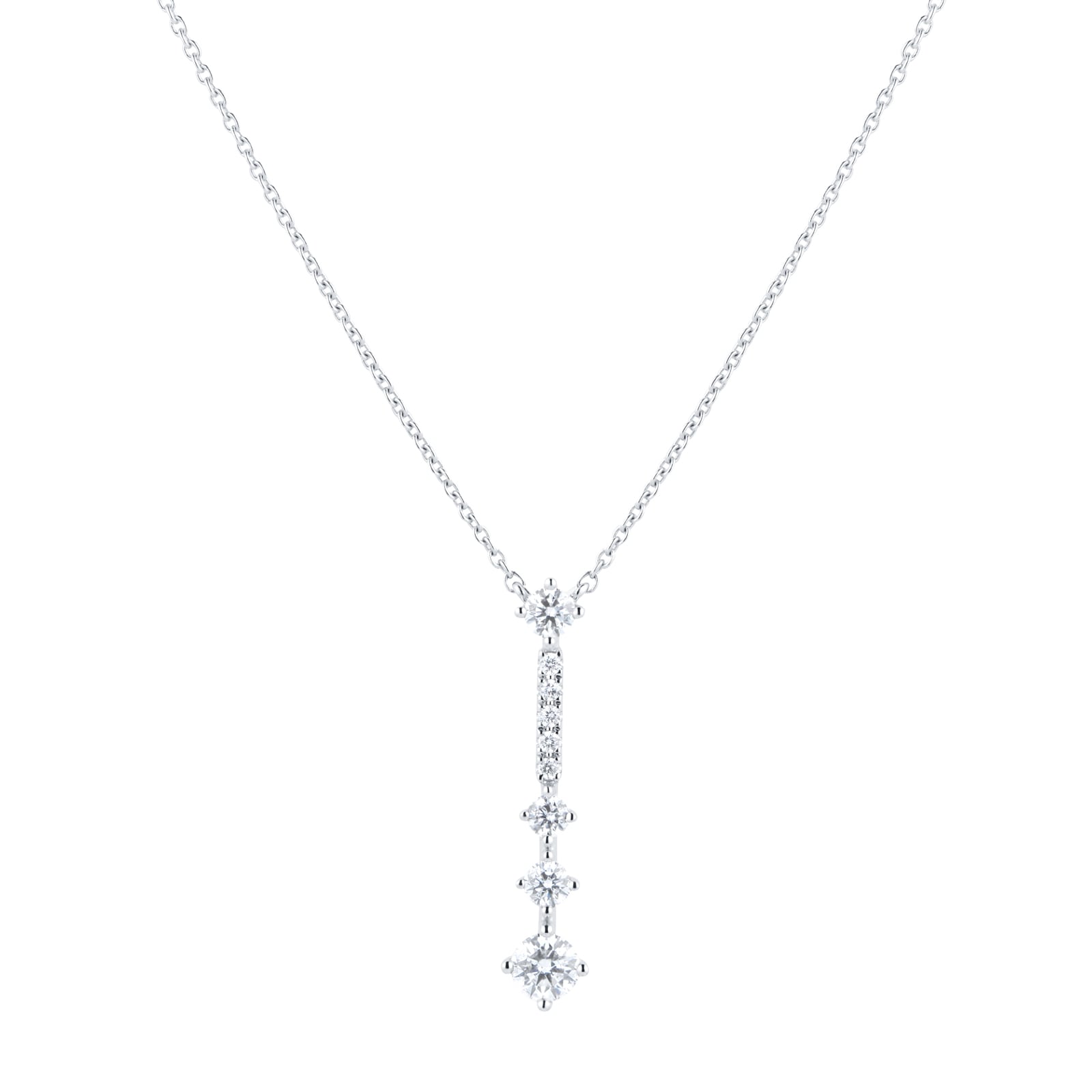 Goldsmiths 18ct White Gold Linear Drop Pendant NA4472DS18KW | Goldsmiths