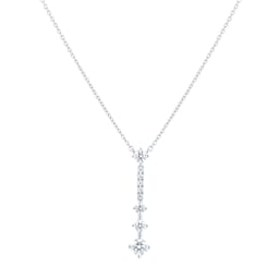 12143449 - 18ct White Gold Linear Drop Pendant