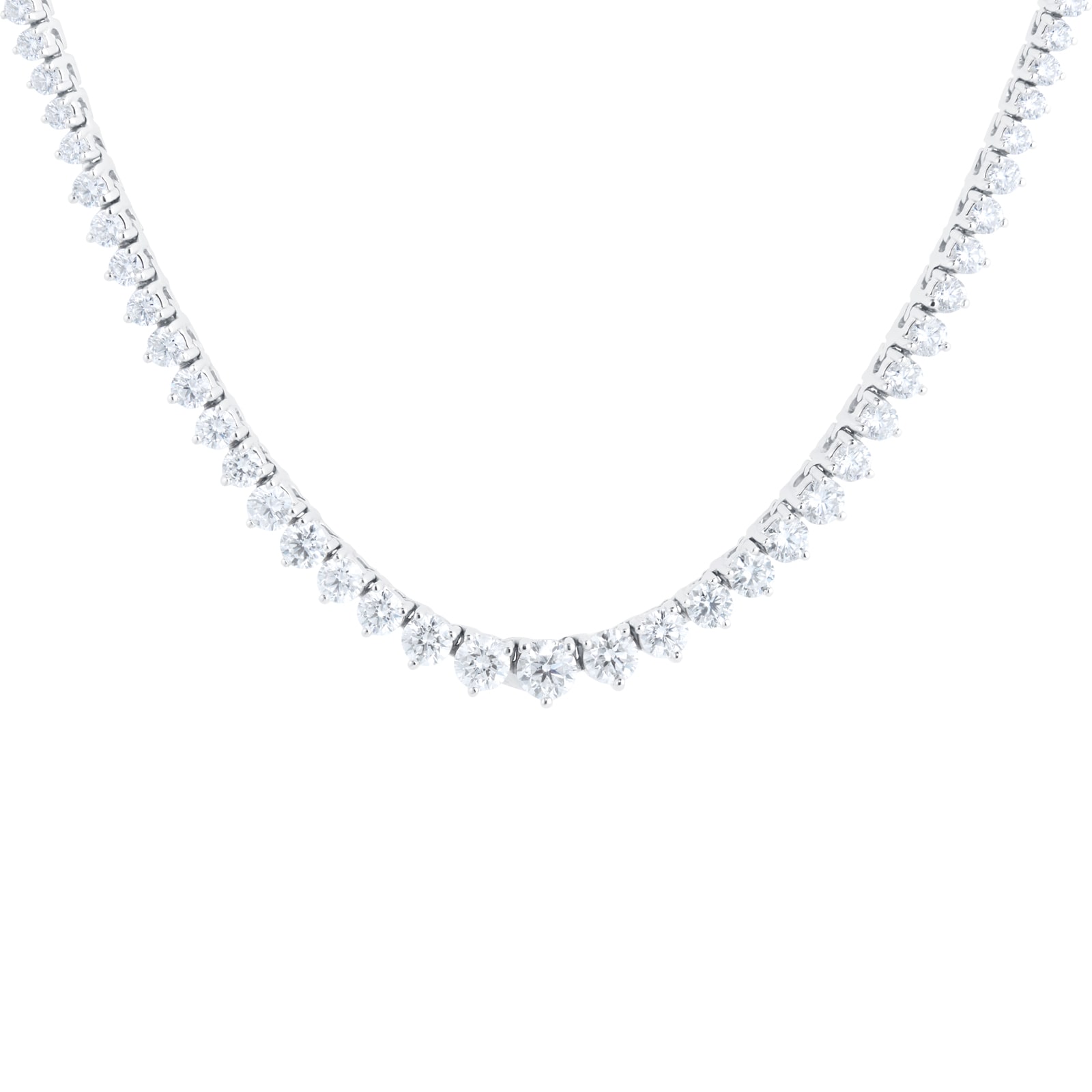 Mappin & Webb 18ct White Gold 6.82cttw Diamond 3 Claw Graduated Tennis Necklace