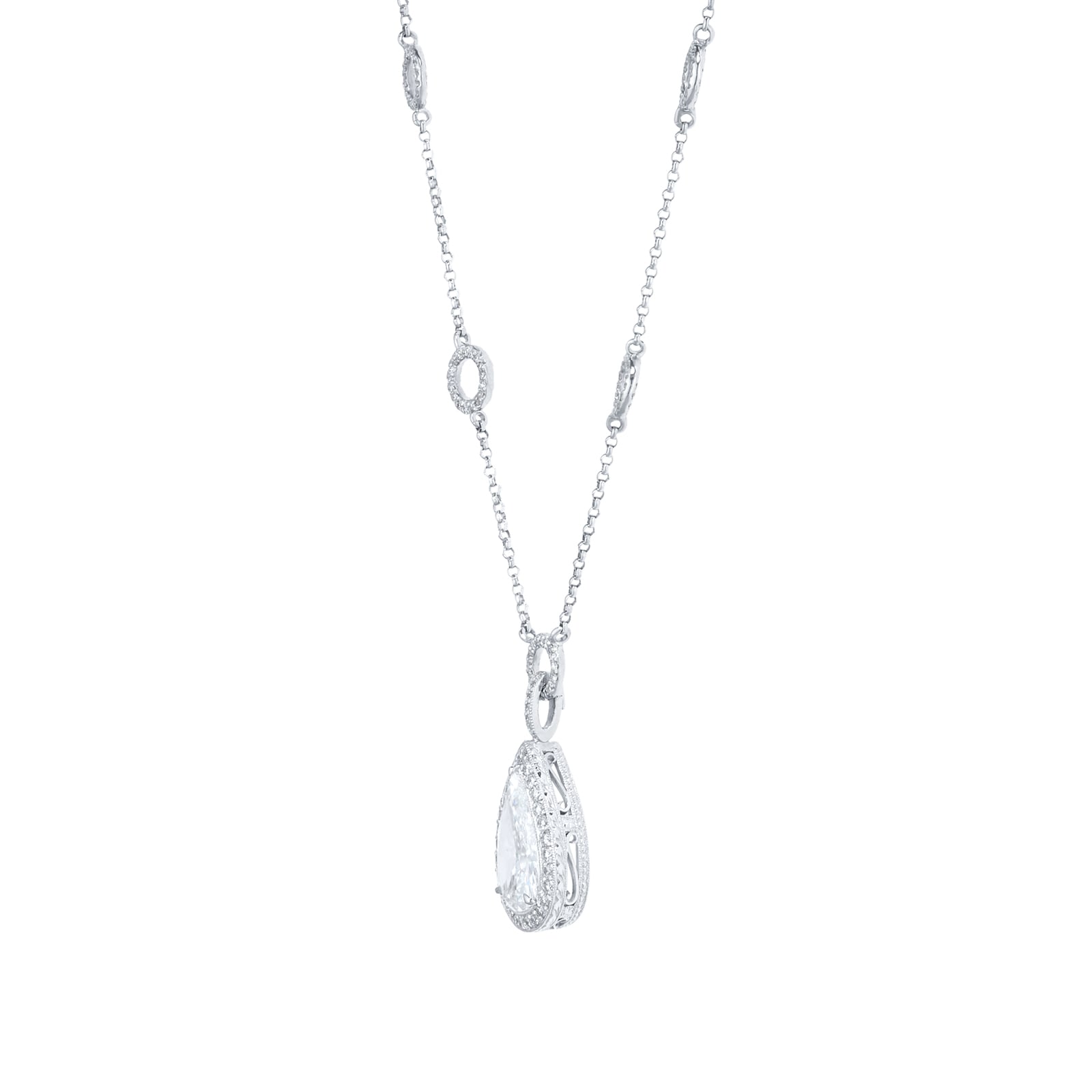 Mappin & Webb 18ct White Gold 2.90ct Pear Cut Diamond Halo Pendant Mappin & Webb 18ct White Gold 2.90ct Pear Cut Diamond Halo Pendant