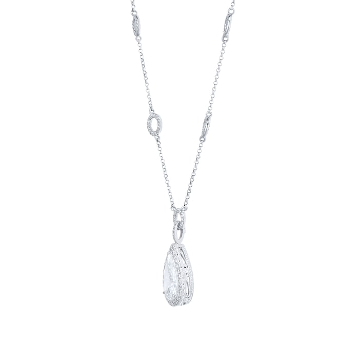 Mappin & Webb 18ct White Gold 2.90ct Pear Cut Diamond Halo Pendant