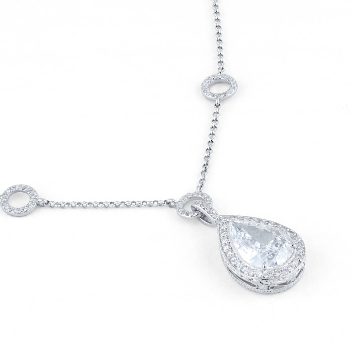 Mappin & Webb 18ct White Gold 2.90ct Pear Cut Diamond Halo Pendant