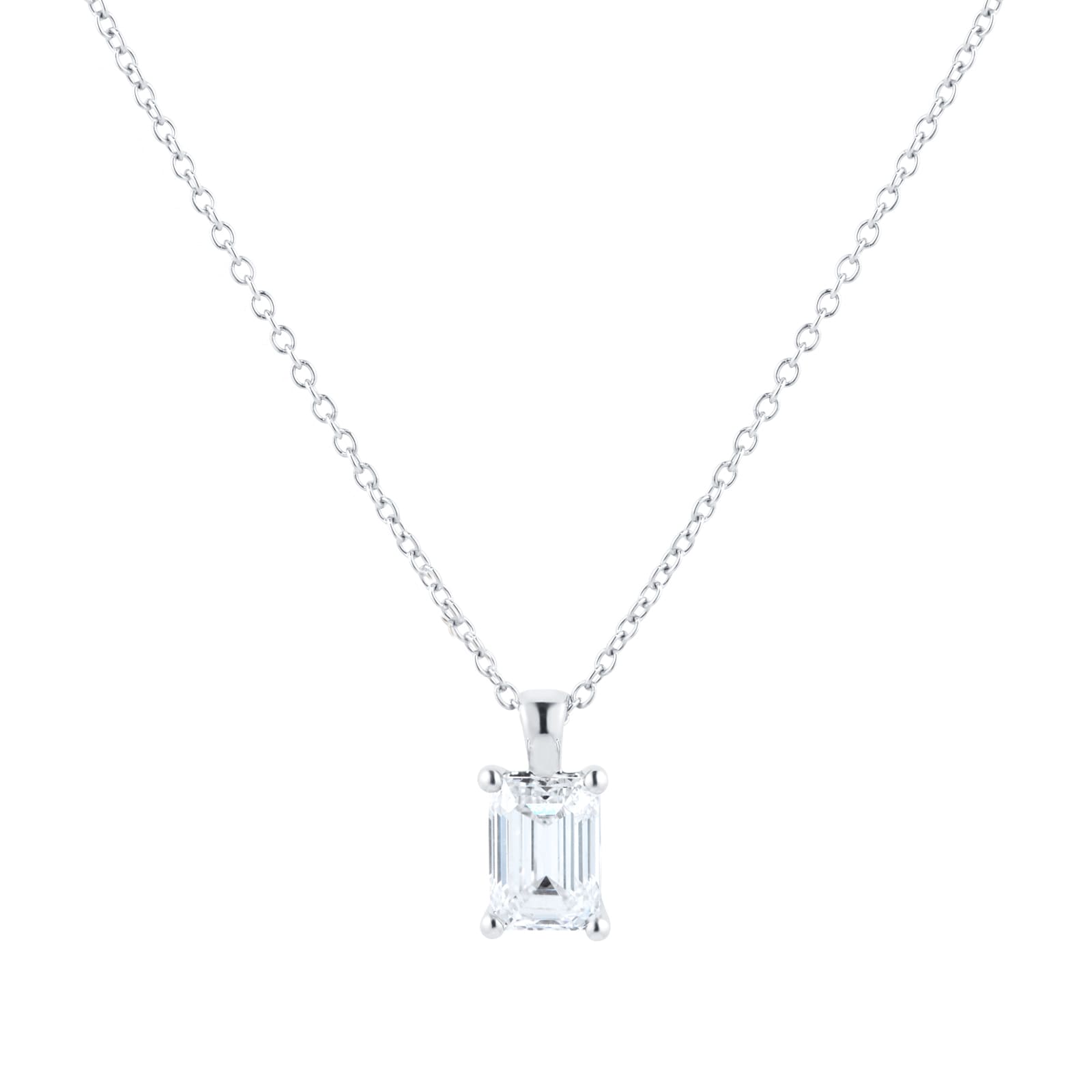 Platinum 1.50cttw Emerald Cut Diamond Pendant