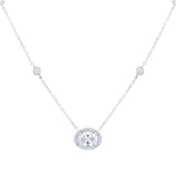 12143467 - 18ct White Gold 1.45cttw Diamond Halo Pendant