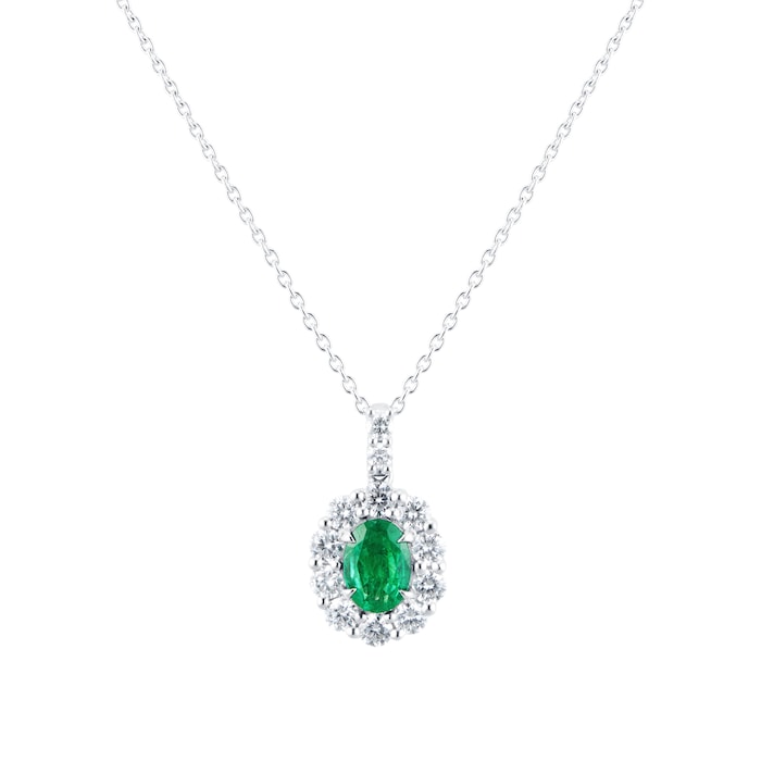 Mappin & Webb 18c White Gold 0.67cttw Diamond and Emerald Cut Oval Pendant