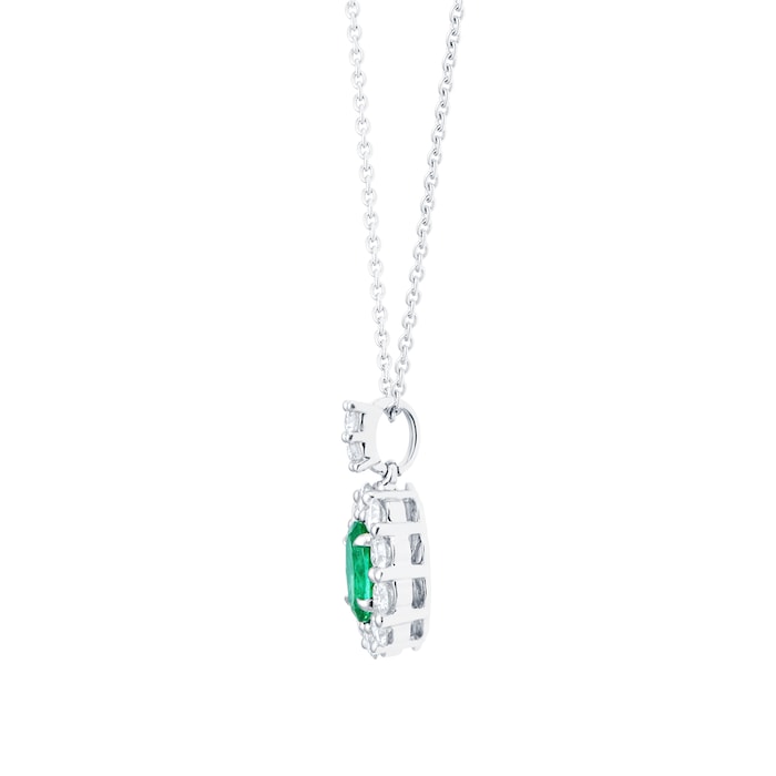 Mappin & Webb 18c White Gold 0.67cttw Diamond and Emerald Cut Oval Pendant