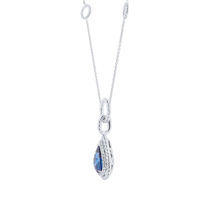 Mappin & Webb 18ct White Gold Pear Cut Double Halo Sapphire Pendant