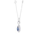 Mappin & Webb 18ct White Gold Pear Cut Double Halo Sapphire Pendant
