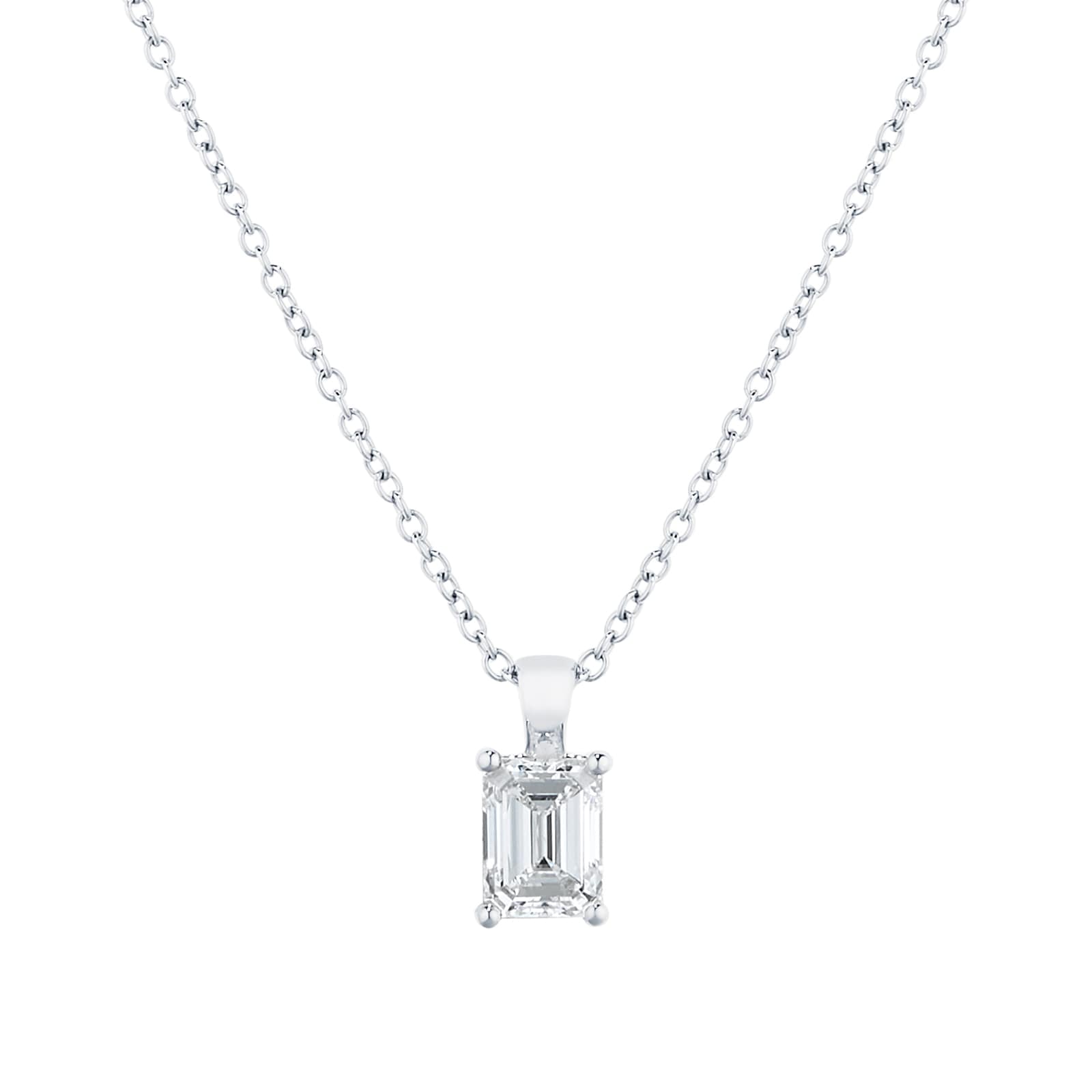 Platinum 1.00cttw Emerald Cut Diamond Pendant