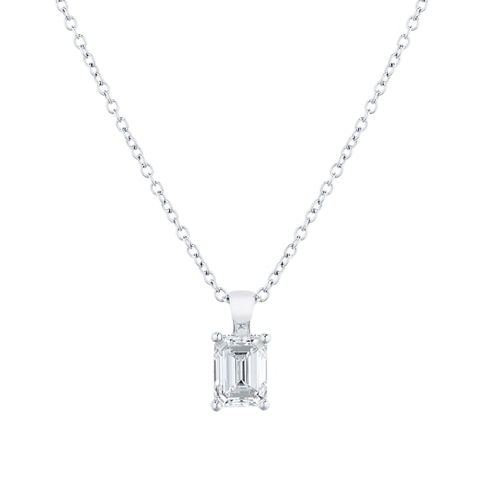 Mappin & Webb Platinum 1.00cttw Emerald Cut Diamond Pendant