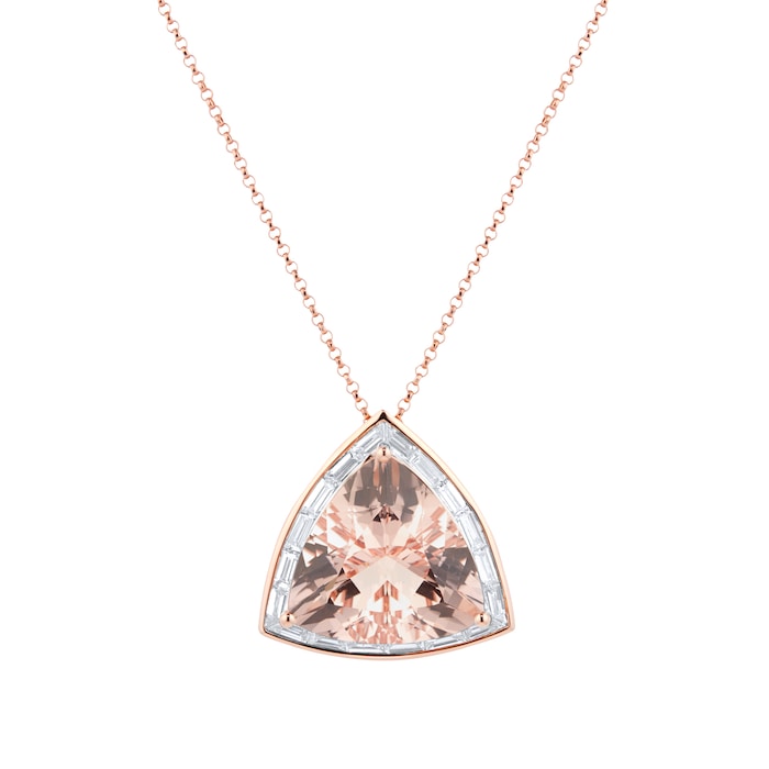 Mappin & Webb 18ct Rose Gold 10.80ct Morganite & 1.27cttw Diamond Pendant