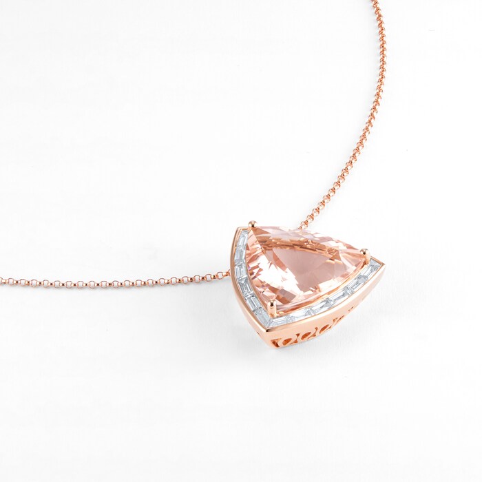 Mappin & Webb 18ct Rose Gold 10.80ct Morganite & 1.27cttw Diamond Pendant