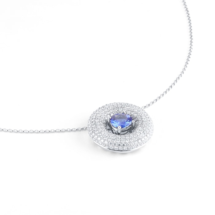 Mappin & Webb 18ct White Gold 1.18ct Tanzanite & 1.72cttw Diamond Pendant