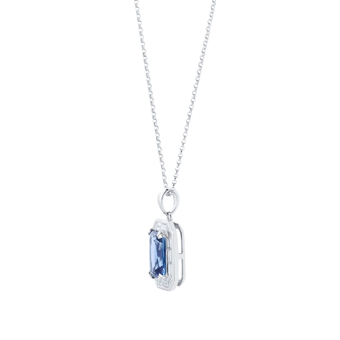 Mappin & Webb 18ct White Gold 2.88ct Emerald Cut Tanzanite & 1.15ct Diamond Pendant