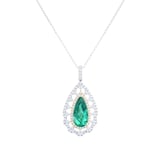 Mappin & Webb 18ct White Gold 3.26cttw Pear Cut Emerald & 1.18cttw Diamond Pendant