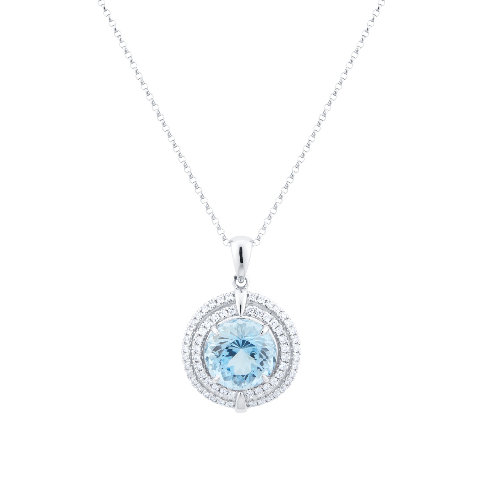 Mappin & Webb 18ct White Gold 4.28ct Aquamarine & 0.45cttw Diamond Pendant Mappin & Webb 18ct White Gold 4.28ct Aquamarine & 0.45cttw Diamond Pendant