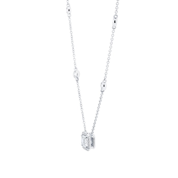 Mappin & Webb 18ct White Gold 1.45cttw Emerald Cut Diamond Halo Pendant ...