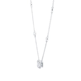 Mappin & Webb 18ct White Gold 1.45cttw Emerald Cut Diamond Halo Pendant Mappin & Webb 18ct White Gold 1.45cttw Emerald Cut Diamond Halo Pendant