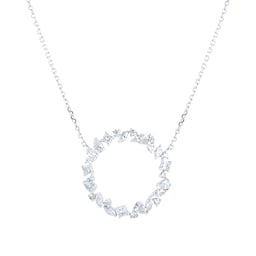12143493 - Riveret 18ct White Gold 1.42cttw Mixed Cut Diamond Open Circle Pendant
