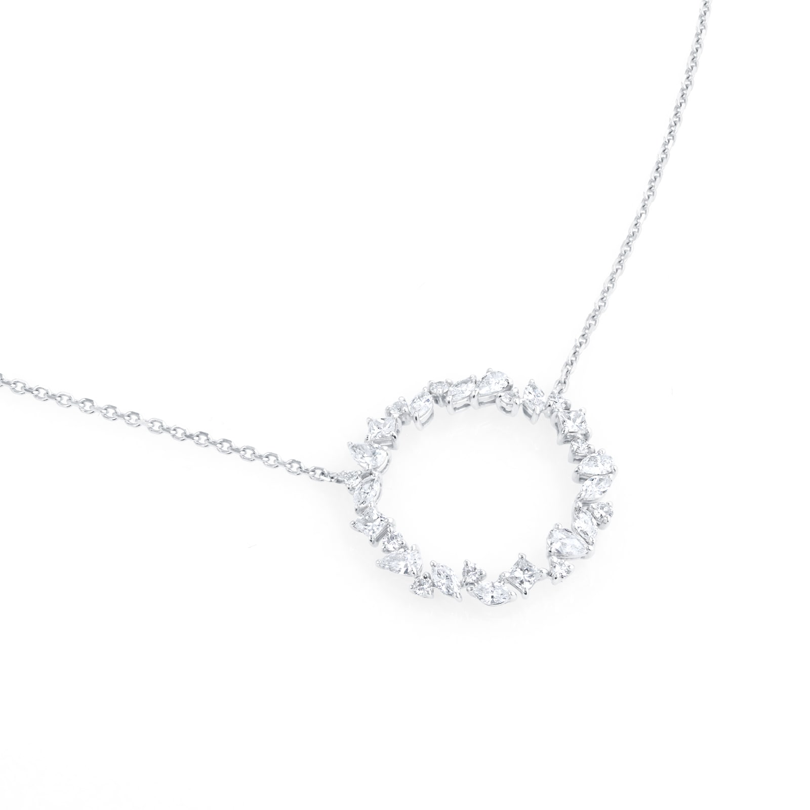 Mappin & Webb Riveret 18ct White Gold 1.42cttw Mixed Cut Diamond Open Circle Pendant Mappin & Webb Riveret 18ct White Gold 1.42cttw Mixed Cut Diamond Open Circle Pendant