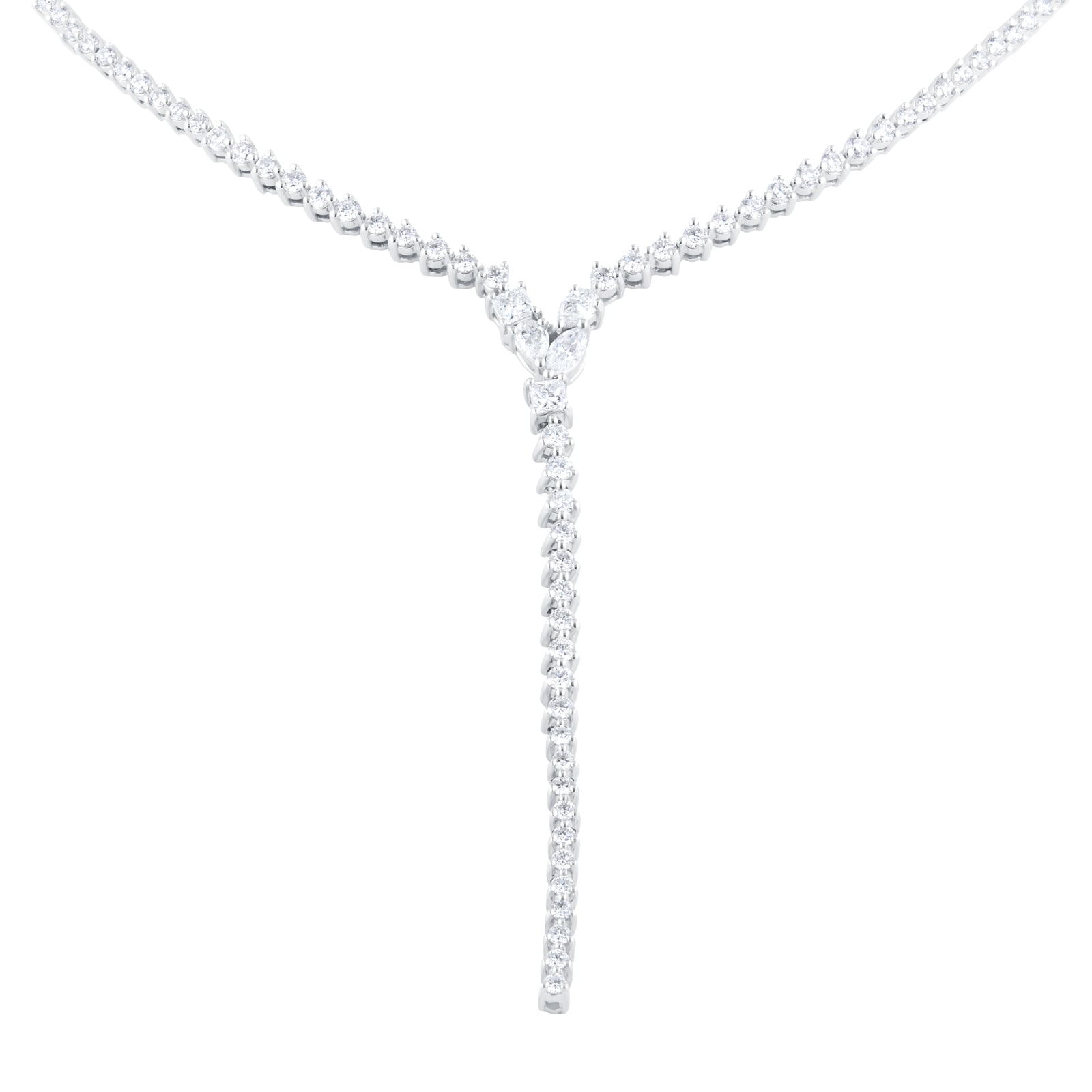 Riveret 18ct White Gold 1.50cttw Mixed Cut Diamond Lariat Necklace