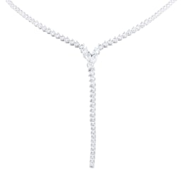 12143494 - Riveret 18ct White Gold 1.50cttw Mixed Cut Diamond Lariat Necklace