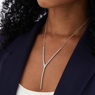 Mappin & Webb Riveret 18ct White Gold 1.50cttw Mixed Cut Diamond Lariat Necklace