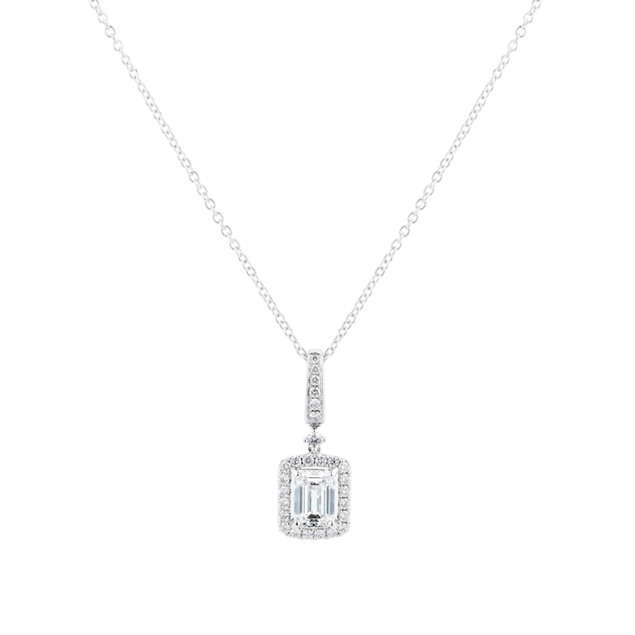 Goldsmiths 18ct White Gold 1.34cttw Diamond Halo Pendant