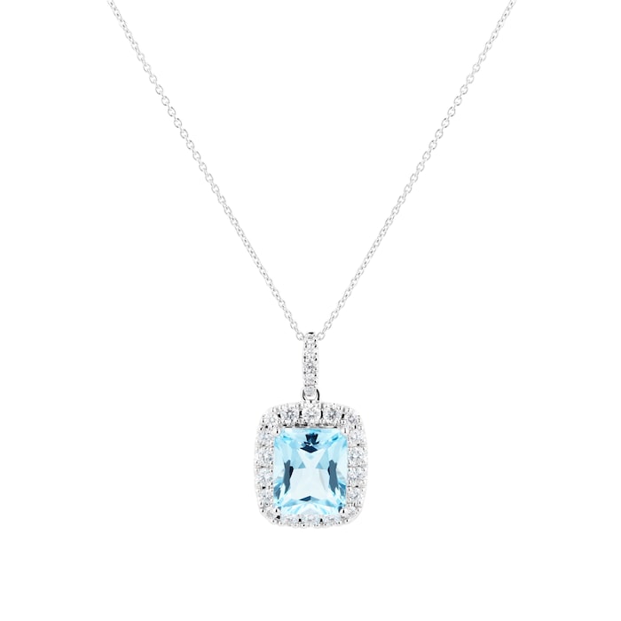 Goldsmiths 18ct White Gold 0.75cttw Diamond & Blue Topaz Pendant