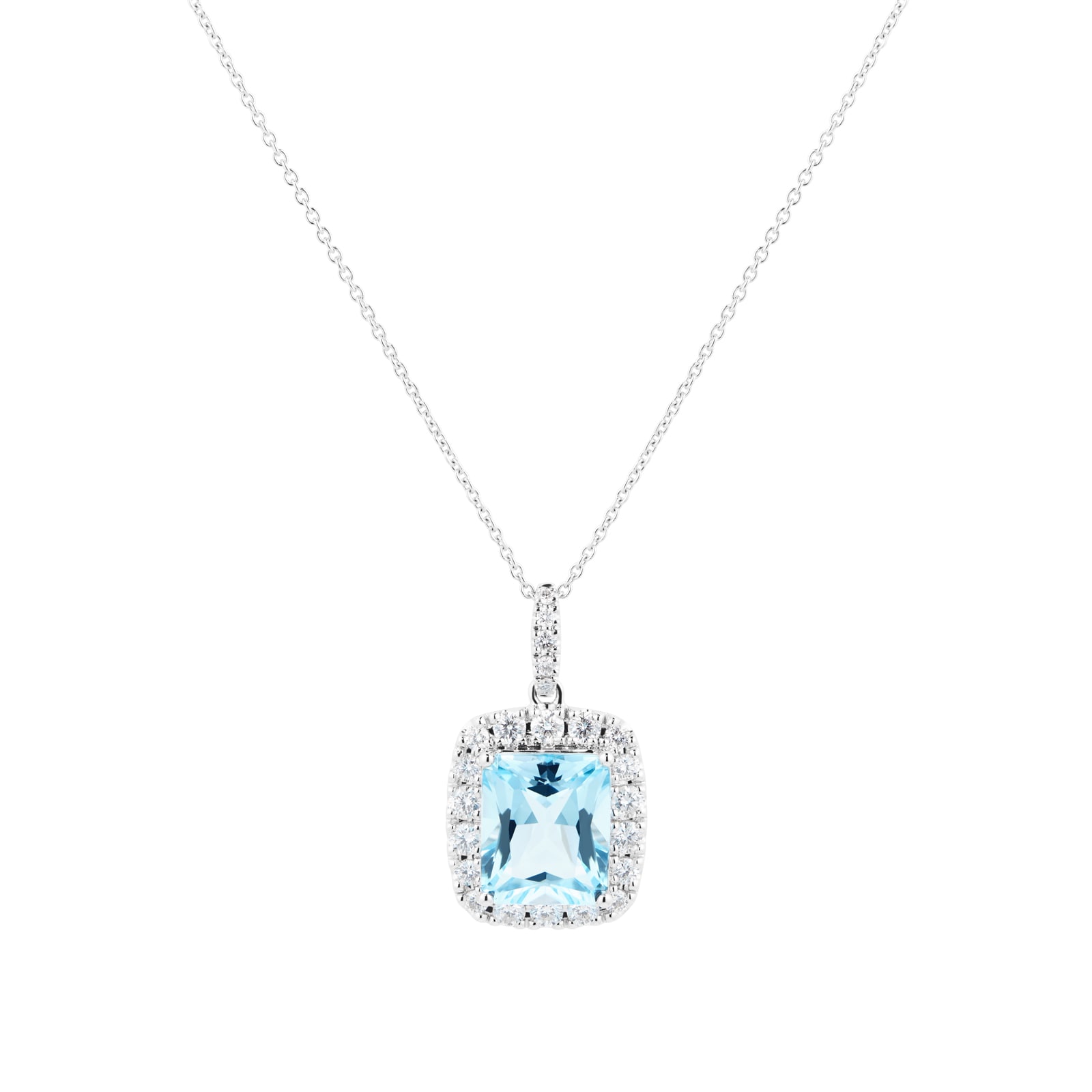 Goldsmiths 18ct White Gold 0.75cttw Diamond & Blue Topaz Pendant