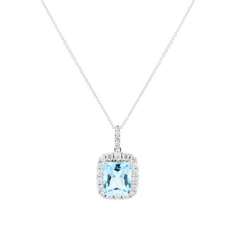 Goldsmiths 18ct White Gold 0.75cttw Diamond & Blue Topaz Pendant Goldsmiths 18ct White Gold 0.75cttw Diamond & Blue Topaz Pendant