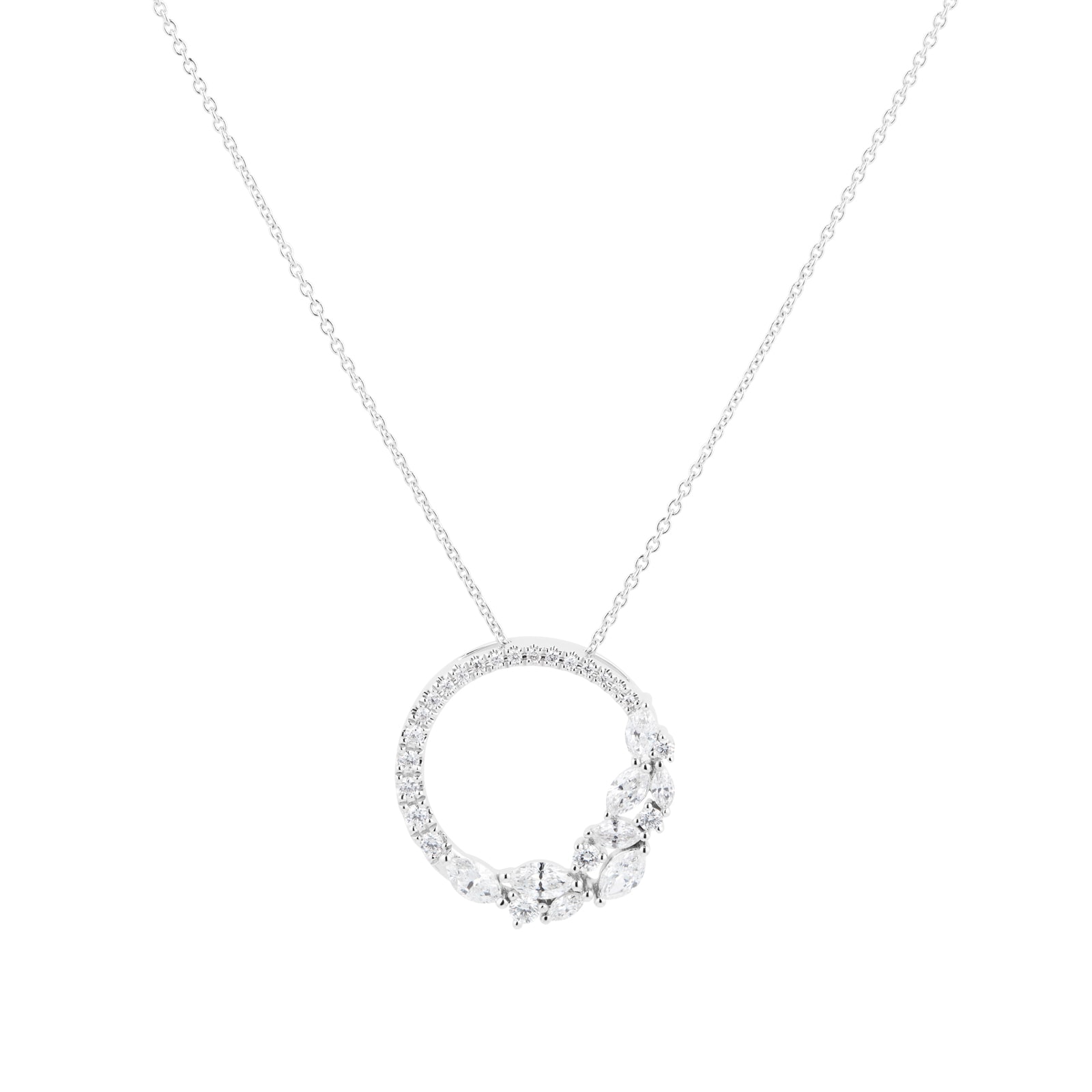Goldsmiths 18ct White Gold 1.00cttw Mixed Cut Diamond Pendant