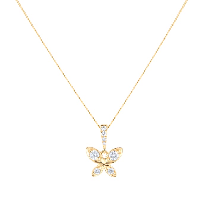 Goldsmiths 9ct Yellow Gold 0.20ct Diamond Butterfly Pendant