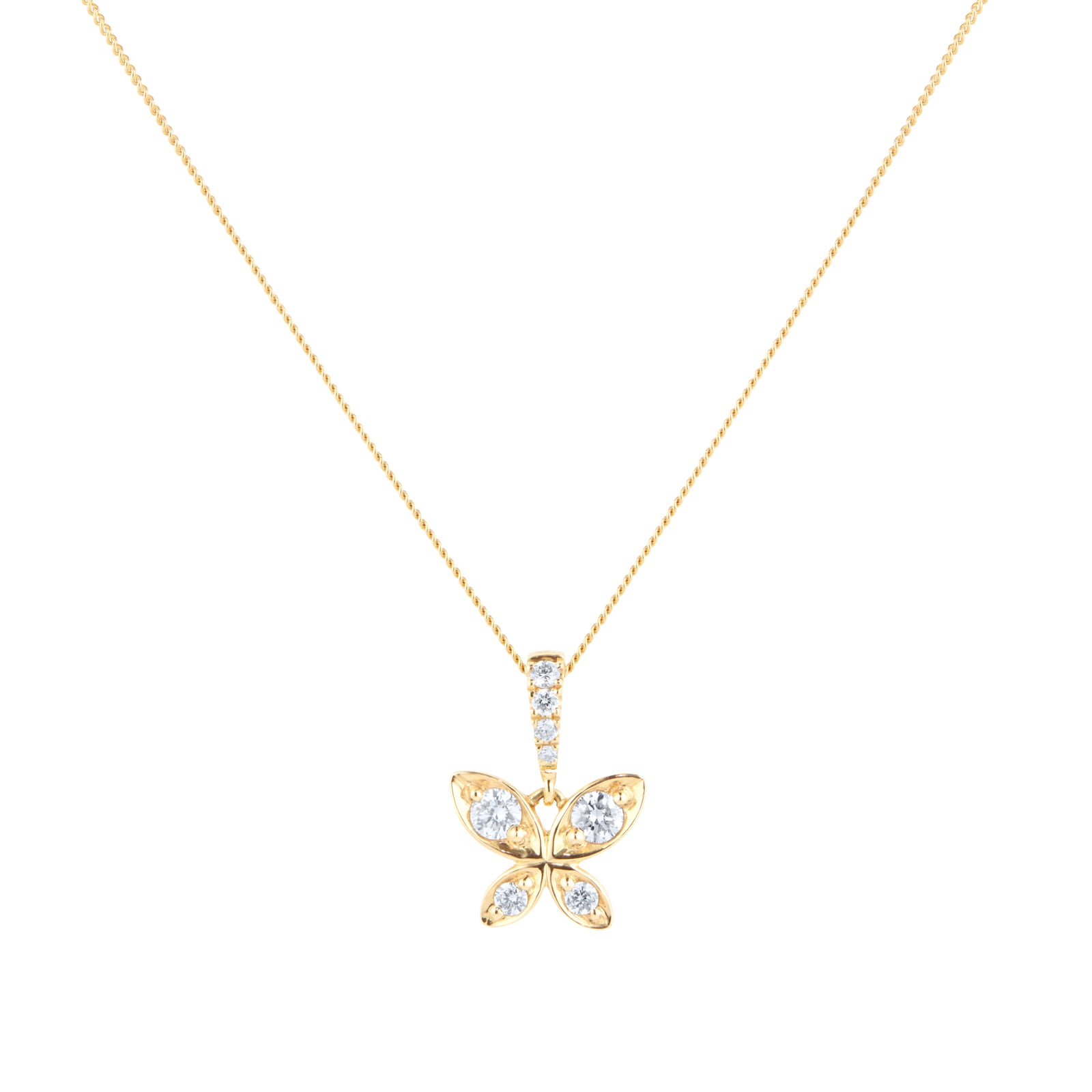 Goldsmiths 9ct Yellow Gold 0.20ct Diamond Butterfly Pendant