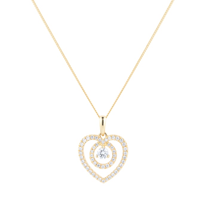 Goldsmiths 18ct Yellow Gold 0.35ct Diamond Heart Pendant