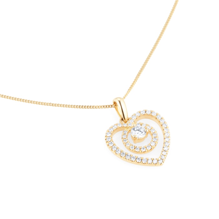 Goldsmiths 18ct Yellow Gold 0.35ct Diamond Heart Pendant