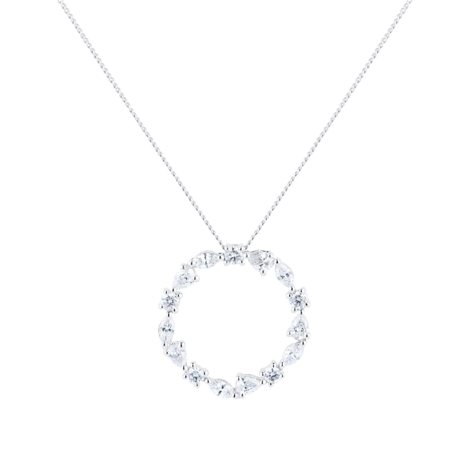 Goldsmiths 18ct White Gold 0.50ct Diamond Mixed Cut Pendant
