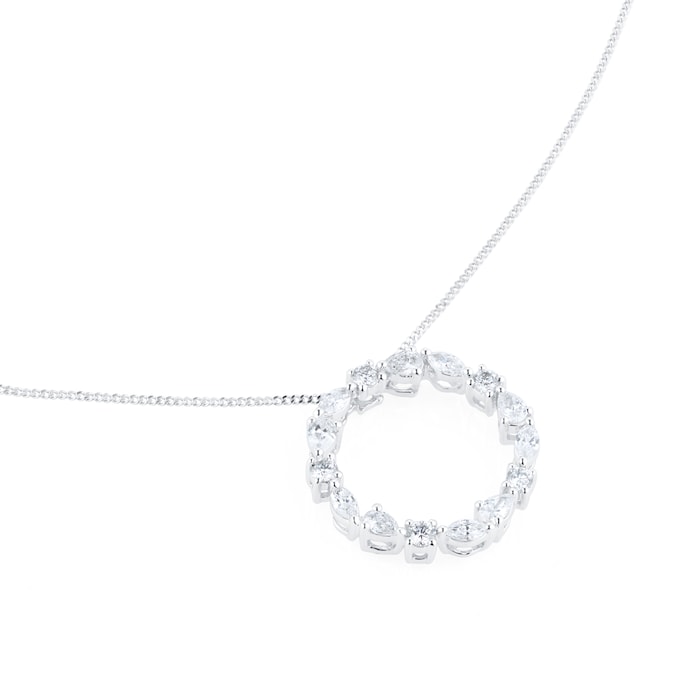 Goldsmiths 18ct White Gold 0.50ct Diamond Mixed Cut Pendant