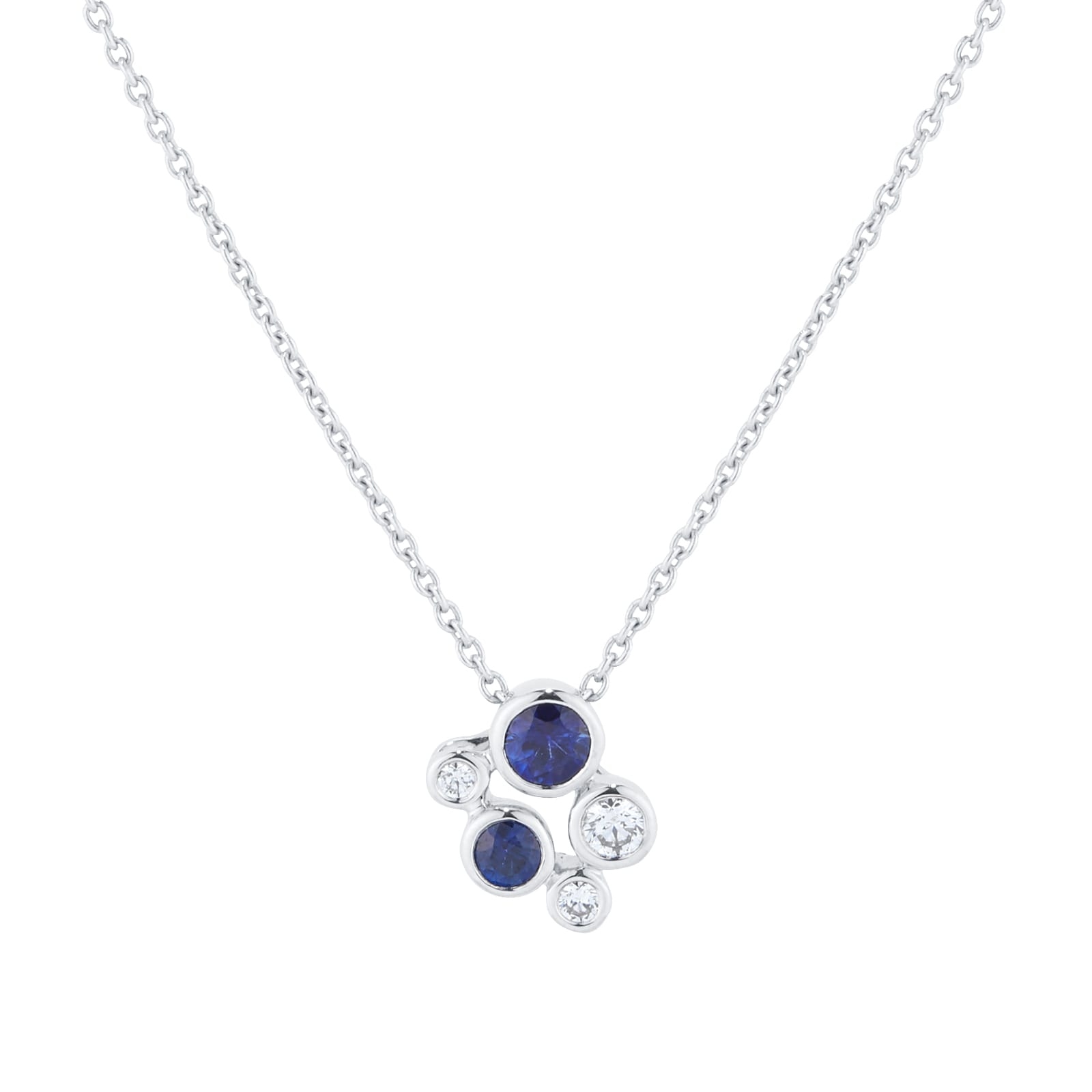Mappin & Webb Gossamer 18ct White Gold Sapphire & Diamond Cluster Pendant Mappin & Webb Gossamer 18ct White Gold Sapphire & Diamond Cluster Pendant