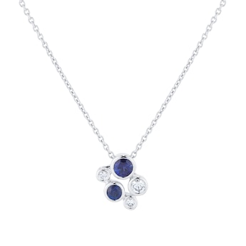 Gossamer 18ct White Gold Sapphire & Diamond Cluster Pendant 