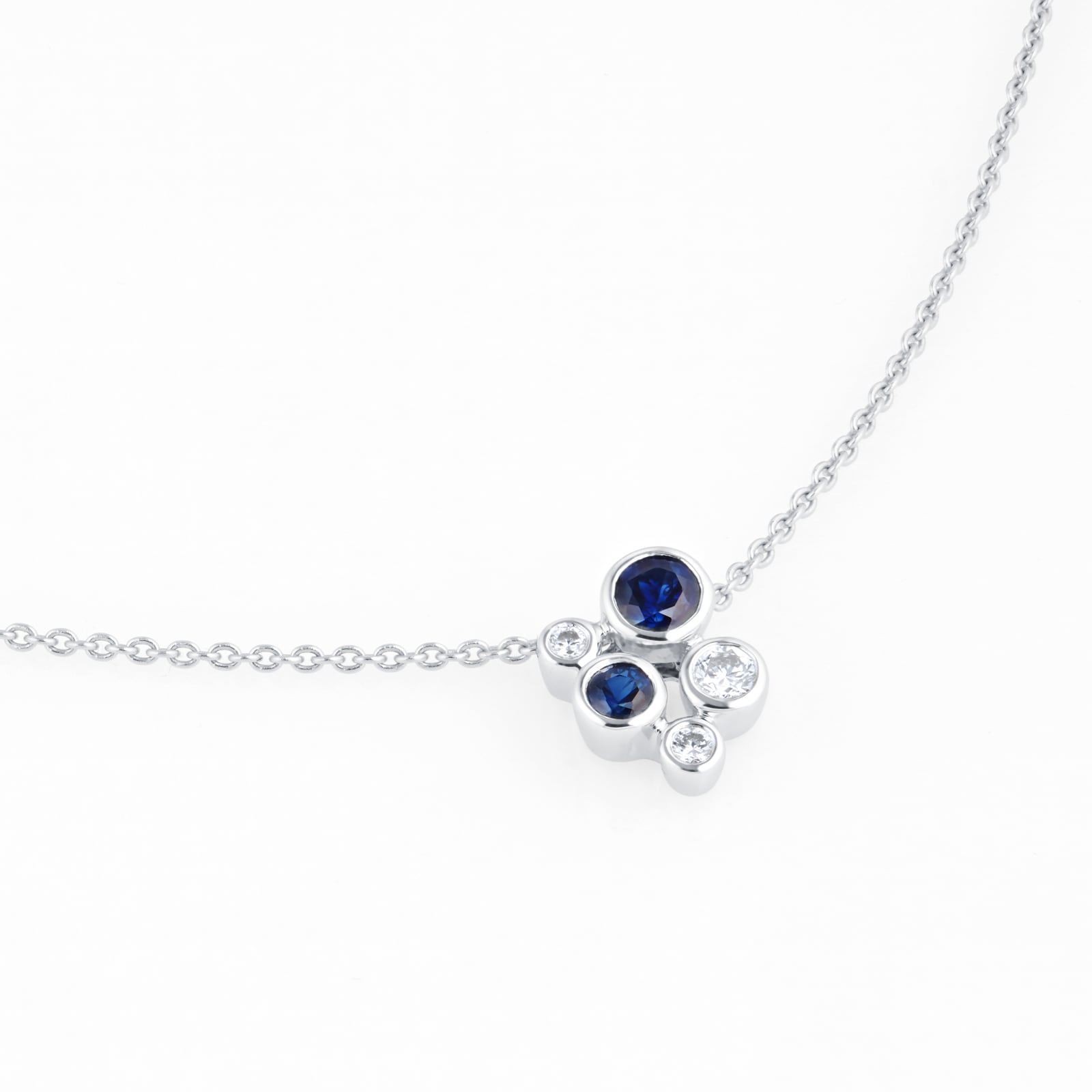 Mappin & Webb Gossamer 18ct White Gold Sapphire & Diamond Cluster Pendant Mappin & Webb Gossamer 18ct White Gold Sapphire & Diamond Cluster Pendant