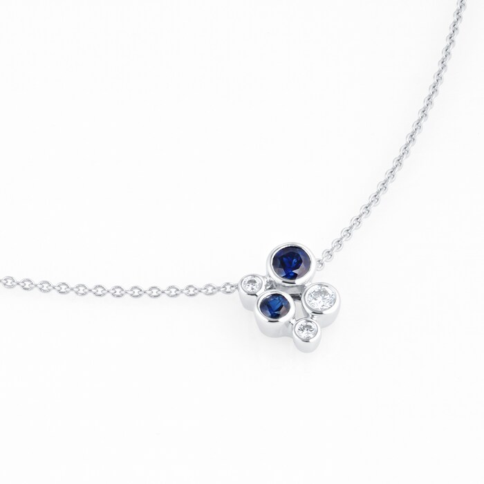 Mappin & Webb Gossamer 18ct White Gold Sapphire & Diamond Cluster Pendant