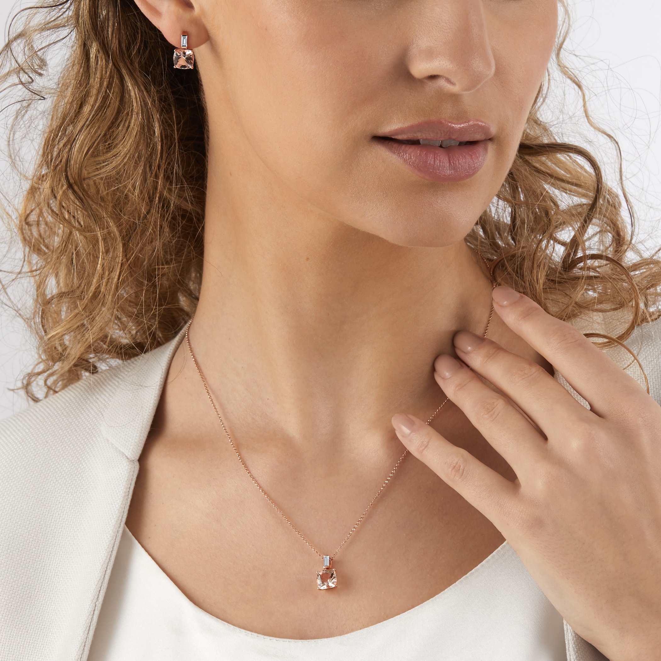 Mappin & Webb Renee 18ct Rose Gold Morganite & Diamond Pendant Mappin & Webb Renee 18ct Rose Gold Morganite & Diamond Pendant