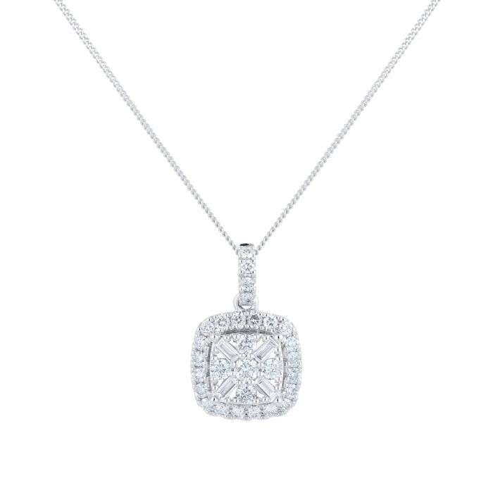 Mappin & Webb 18ct White Gold 0.50cttw Illusion Mixed Cut Diamond Pendant