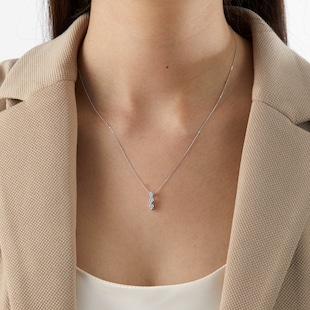 Goldsmiths 9ct White Gold 0.50cttw 3 Stone Pendant